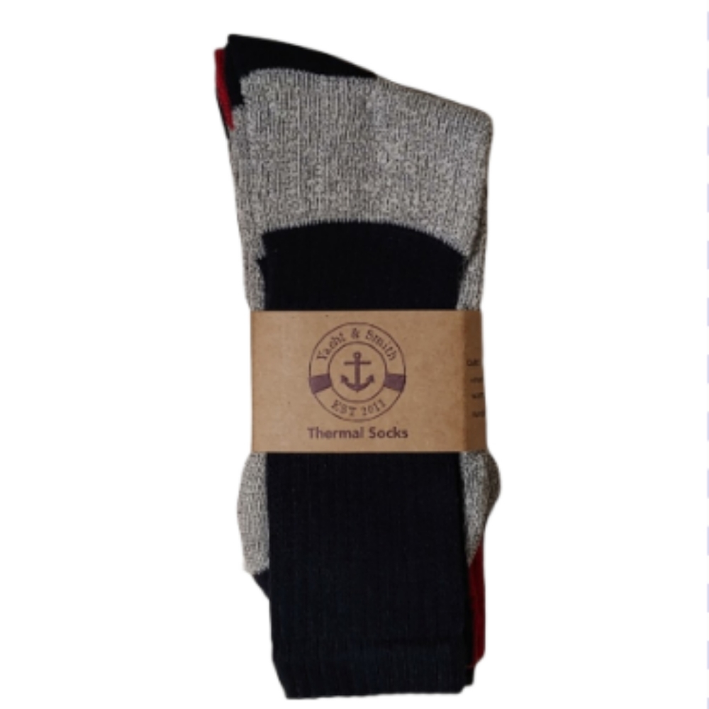 Yacht & Smith Men's Winter Thermal Socks Shoe Size 7-13 Gray Red Navy Black